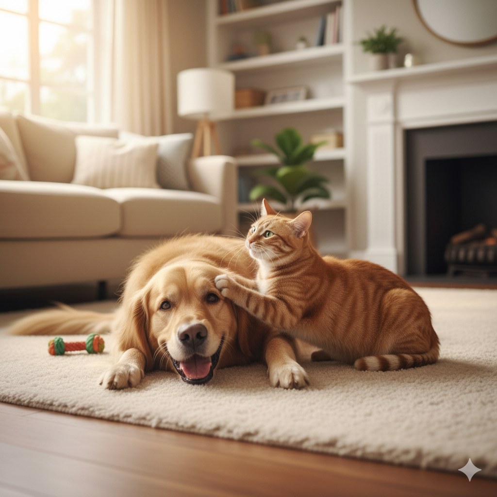 Pets felizes - Cachorro e gato